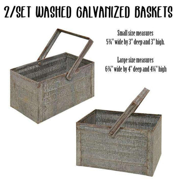 2/Set Washed Galvanized Baskets - The Fox Decor